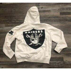 Supreme Oakland Raiders Mens Small NFL White Hoodie Sweatshirt Pullover